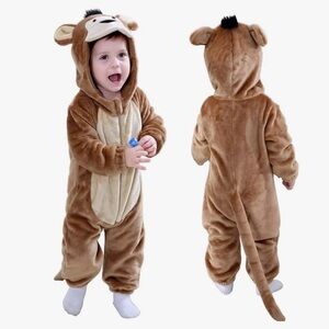 18-24 Month Toddler Brown Monkey Costume Onesie Full Zip